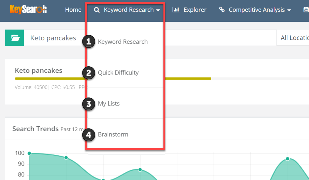 keysearch review keyword sub-features