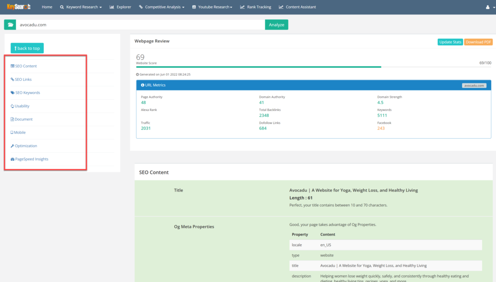 keysearch review page analysis